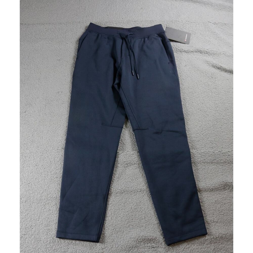 New Lululmeon Mens Pants M Blue Navy Zeroed In Slim Fit Fleece Tapered